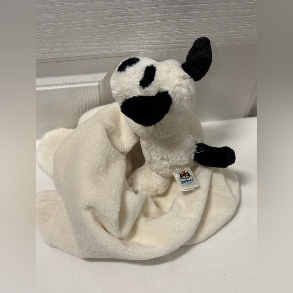 Jellycat Cream Plush lovey blankie 13x13”